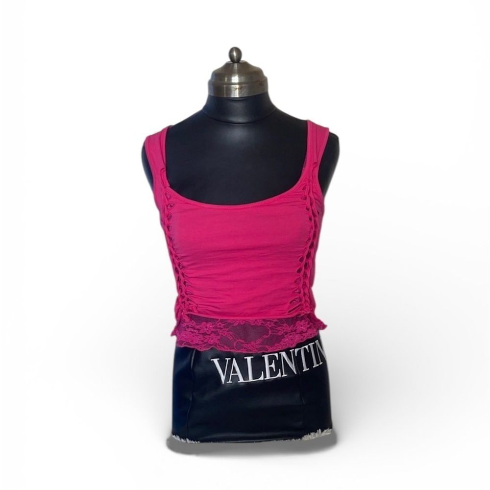 Dolls kill Current Mood Vibrant Pink Top which is meant to be like a tank top
